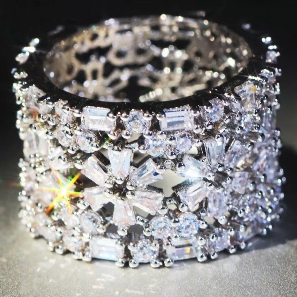 NEW 925 STERLING SILVER DIAMOND CUSHION RING - Picture 6 of 6